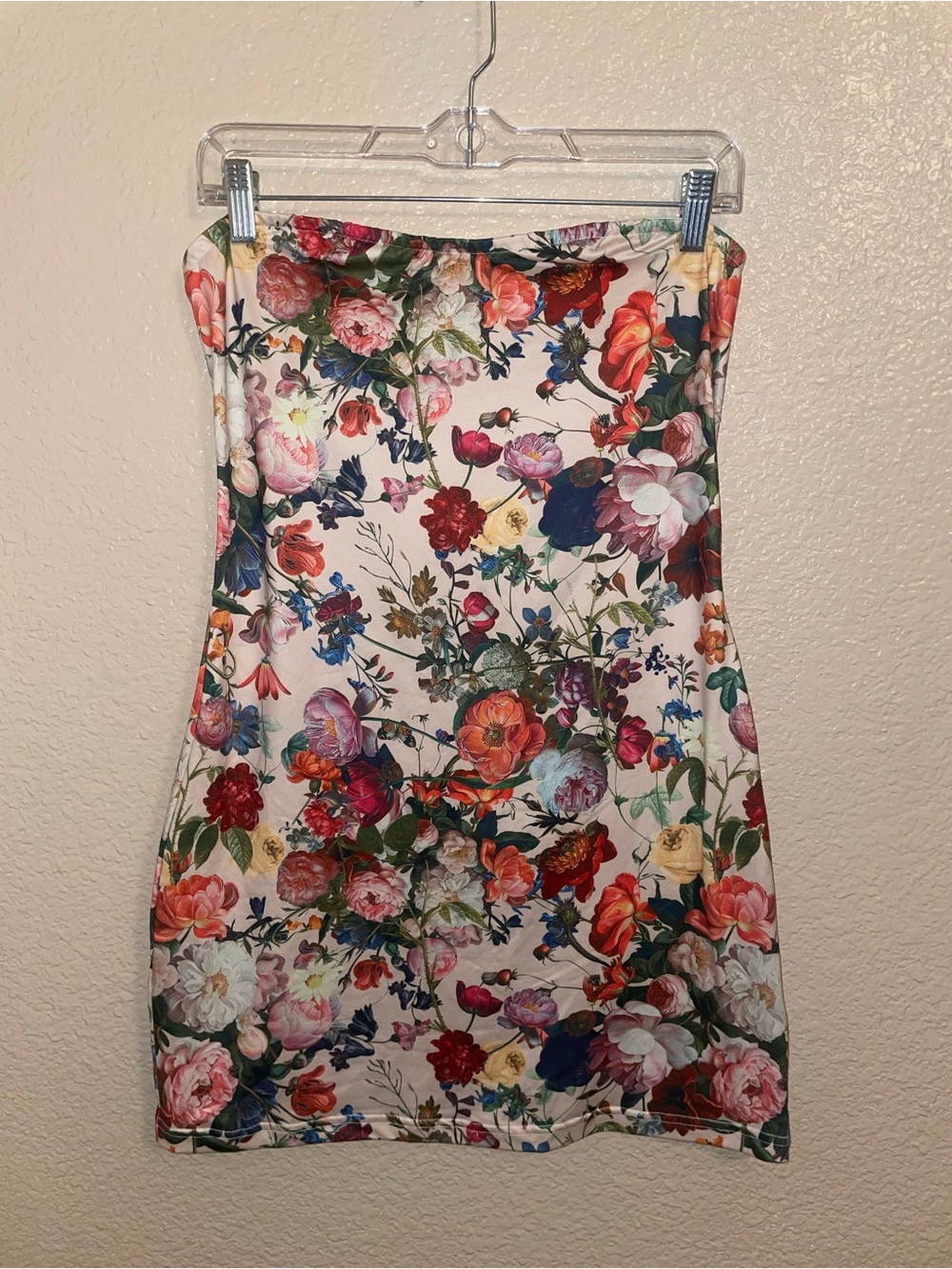 Floral Strapless Bodycon Dress - Multicolor